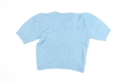 Vila Women Blue Short Sleeve Crew Neck Knit Pullover Jumper Size S