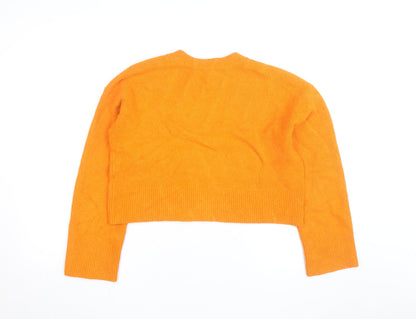 & Other Stories Women Orange Crew Neck Cotton Blend Jumper M