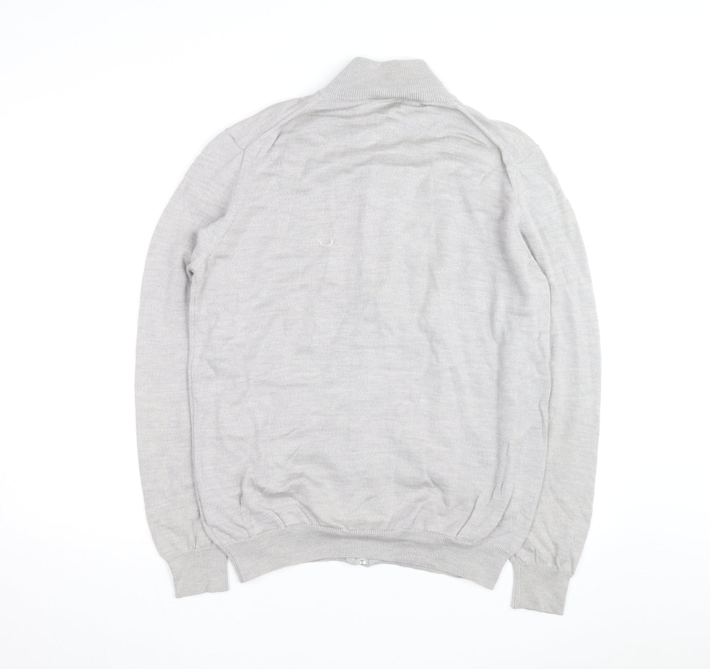 Lacoste Men’s Grey Wool Full Zip Jumper L High Neck Classic Knit
