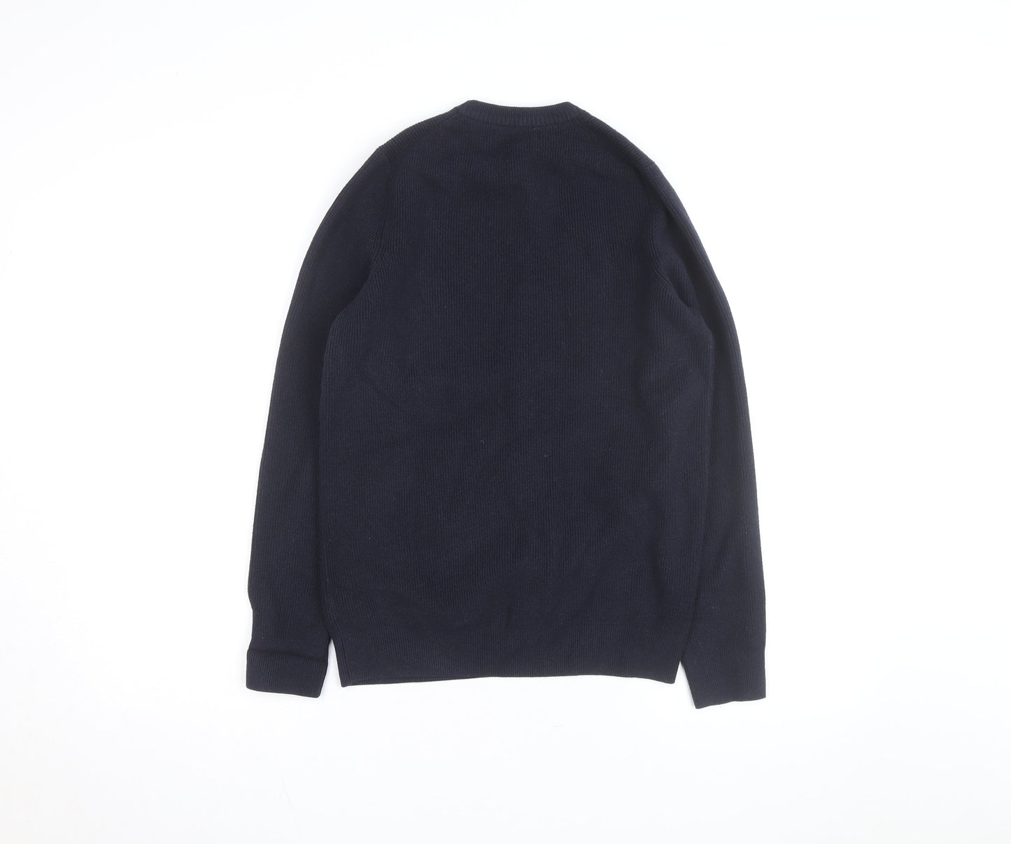 Marks and Spencer Men's Blue Cotton Blend Crew Neck Jumper Size S