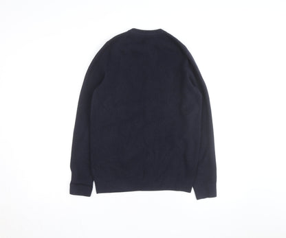 Marks and Spencer Men's Blue Cotton Blend Crew Neck Jumper Size S