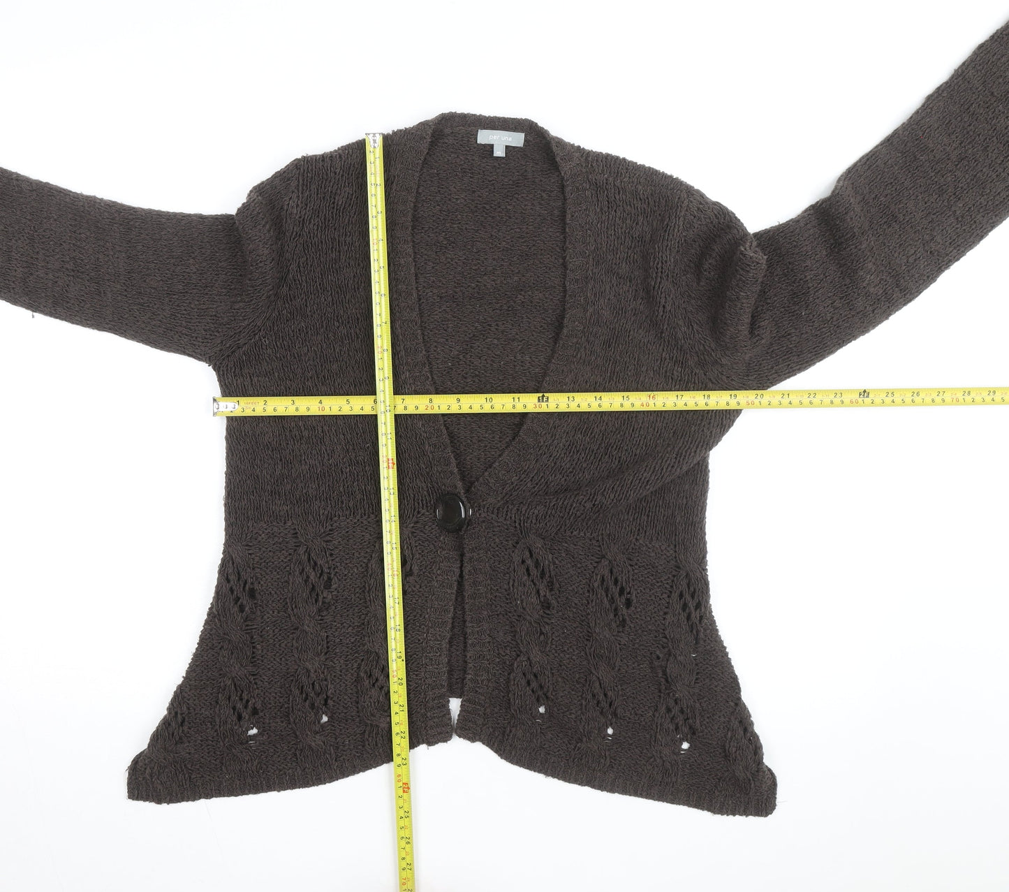 Marks and Spencer Per Una Women's Brown V-Neck Knit Cardigan M