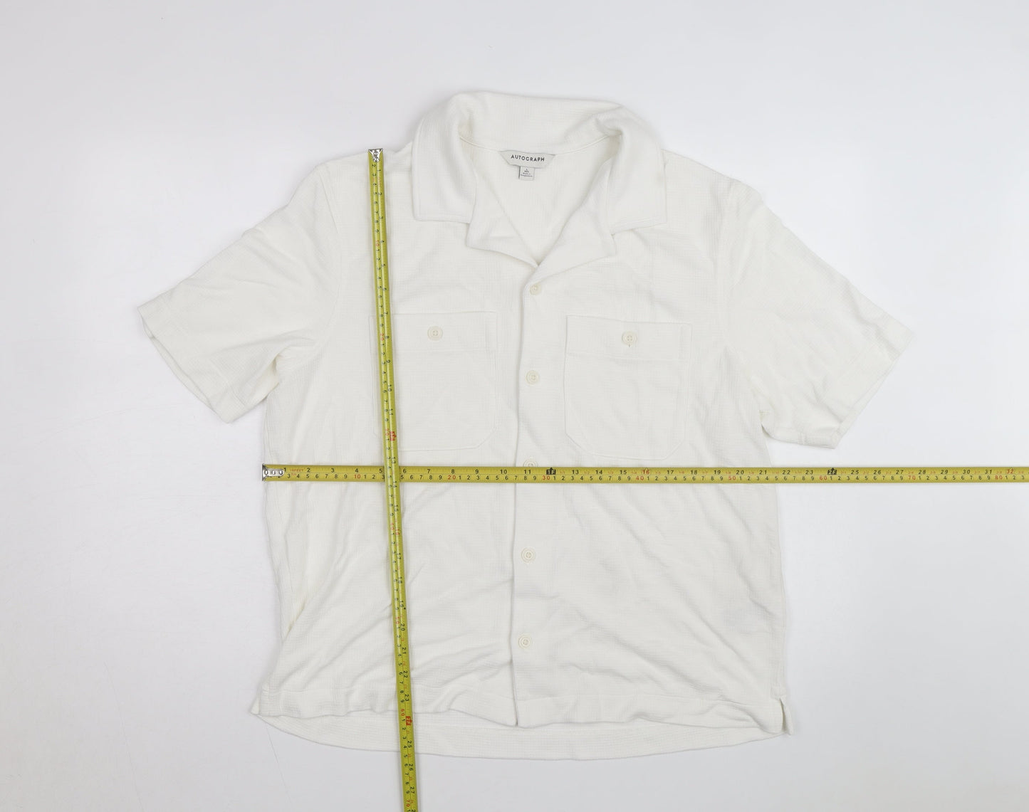 Marks and Spencer Autograph Men's White Regular Fit Button-Up Shirt L