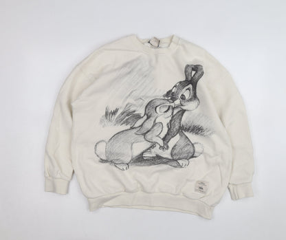 Zara Women Beige Disney Bambi Pullover Sweatshirt Size S