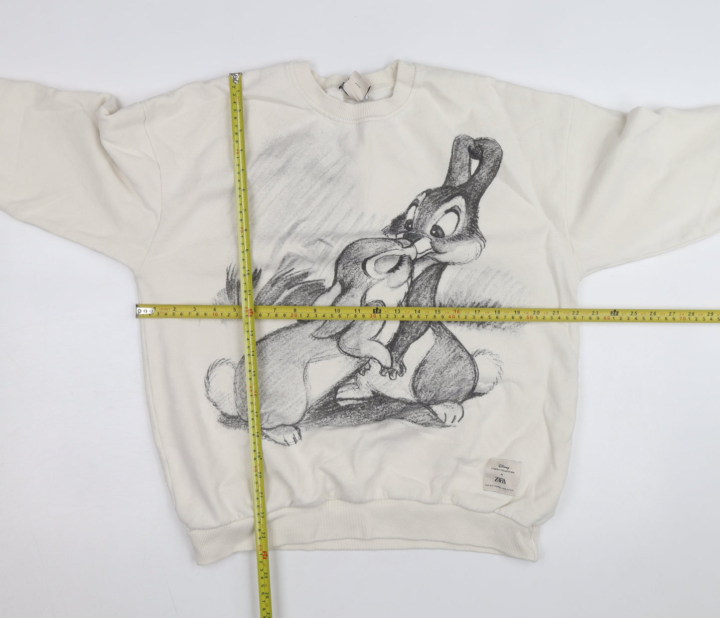 Zara Women Beige Disney Bambi Pullover Sweatshirt Size S