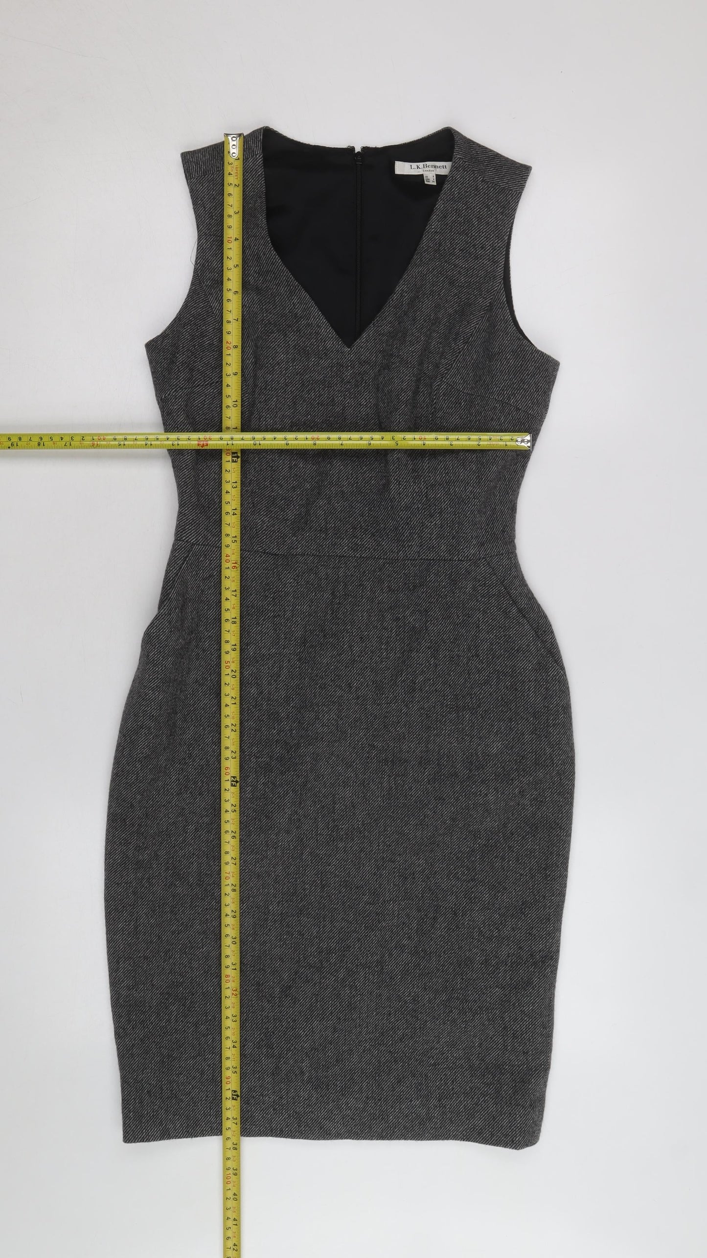 L.K. Bennett Women's Grey Wool Sheath Work Dress Size 8