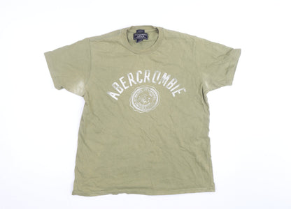 Abercrombie & Fitch Men's Green Crew Neck Graphic T-Shirt Size S