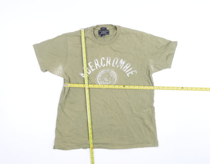 Abercrombie & Fitch Men's Green Crew Neck Graphic T-Shirt Size S