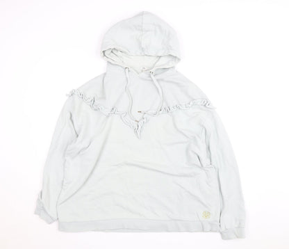 River Island Women’s White Ruffle Hooded Pullover Jumper Size L