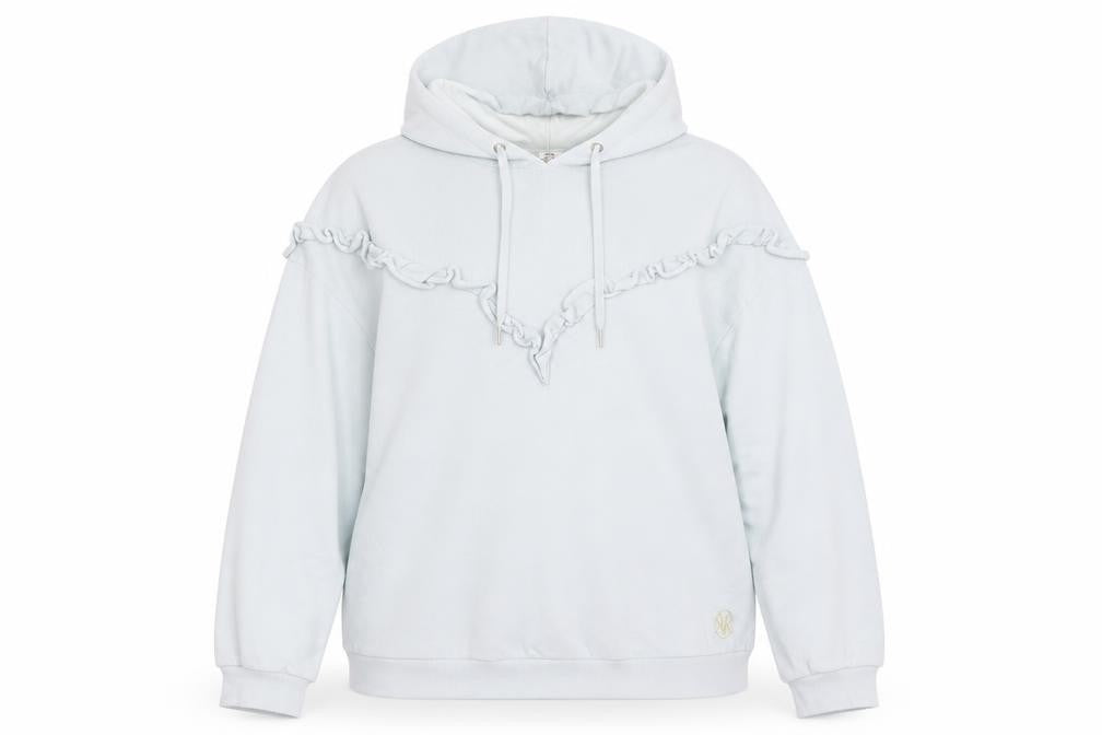 River Island Women’s White Ruffle Hooded Pullover Jumper Size L