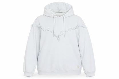 River Island Women’s White Ruffle Hooded Pullover Jumper Size L
