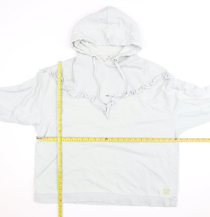 River Island Women’s White Ruffle Hooded Pullover Jumper Size L
