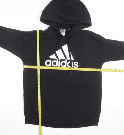 Adidas Womens Black Pullover Hoodie Size S Logo Graphic Hooded Sweatshirt