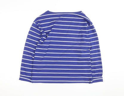 Marks and Spencer Women's Blue Striped Long Sleeve Cotton Top Size 6