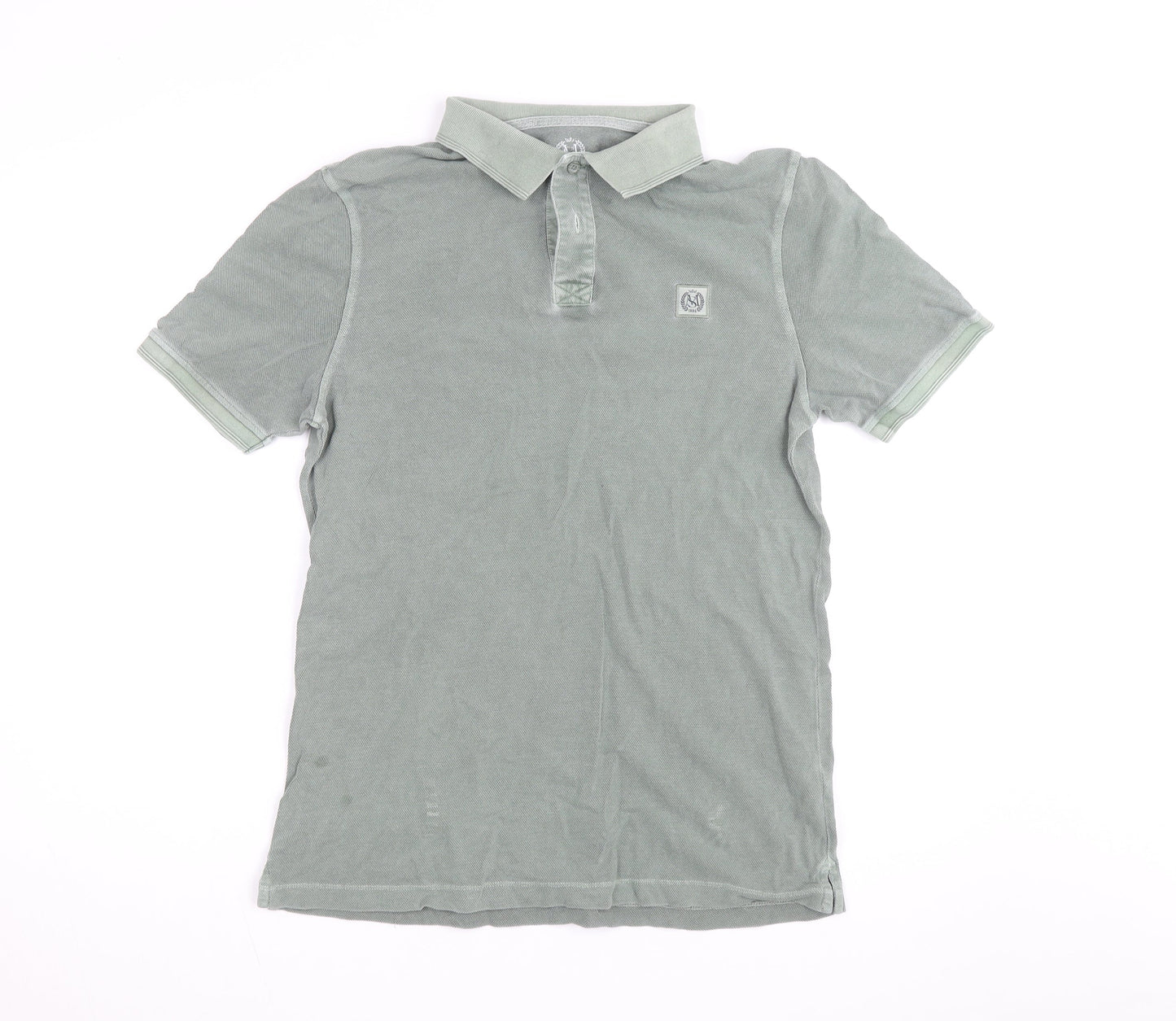 Marks and Spencer Men's Green Cotton Polo Shirt Size M Regular Fit