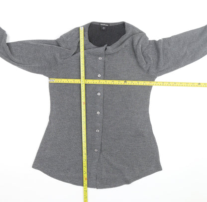 Boohoo Women Grey Knit V-Neck Long Sleeve Button Cardigan Size 14