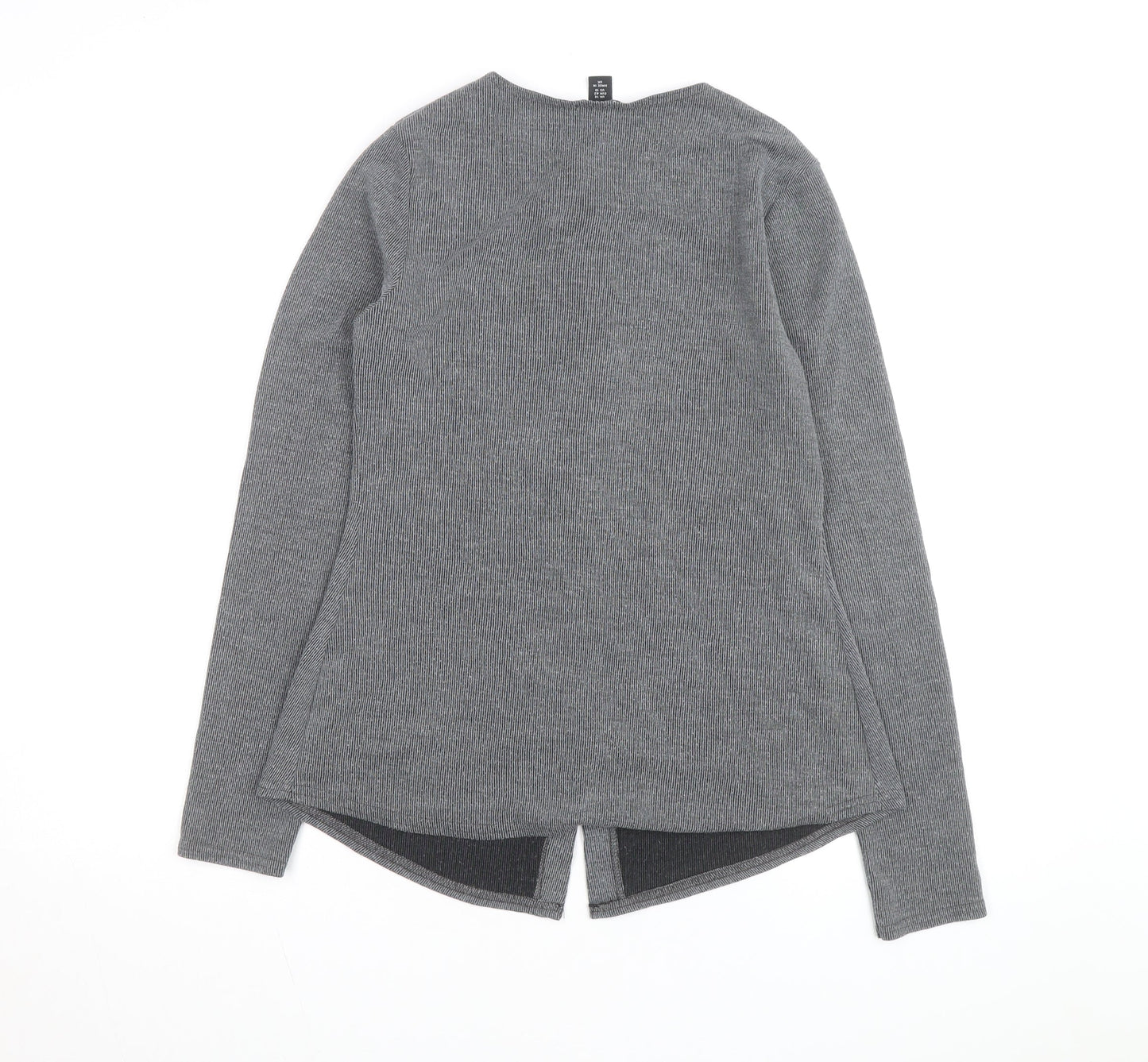 Boohoo Women Grey Knit V-Neck Long Sleeve Button Cardigan Size 14