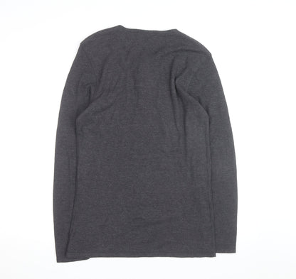 Livergy Men Grey Waffle-Knit Henley Jumper Size L