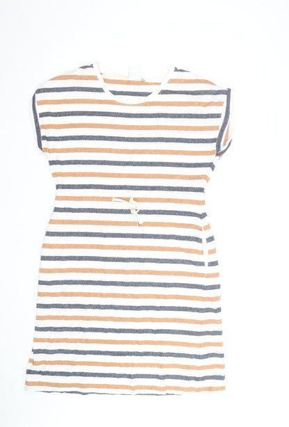 Weird Fish Women’s Multicoloured Stripe Cotton T-Shirt Dress Size 16