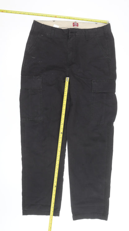 Levi's Men's Black Cargo Straight Trousers M Regular Fit