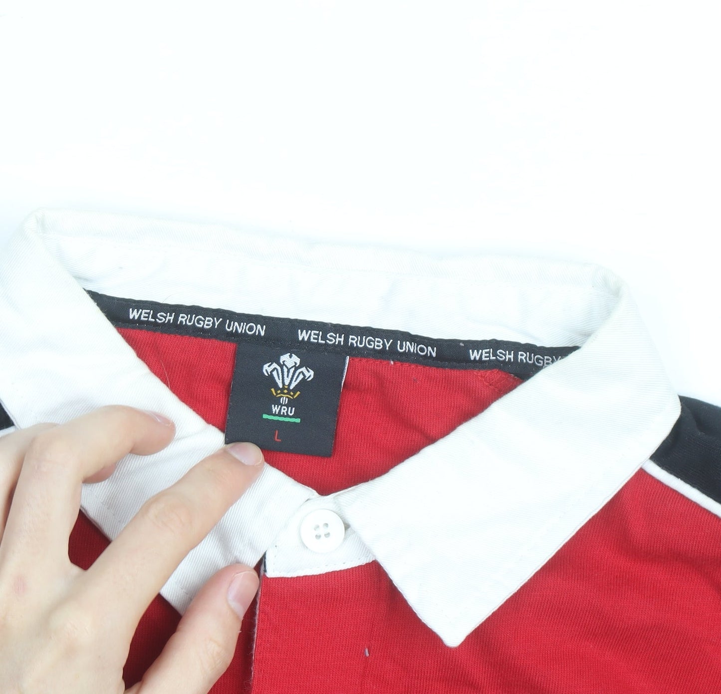 Welsh Rugby Union Men's Red Long Sleeve Cotton Rugby Shirt L