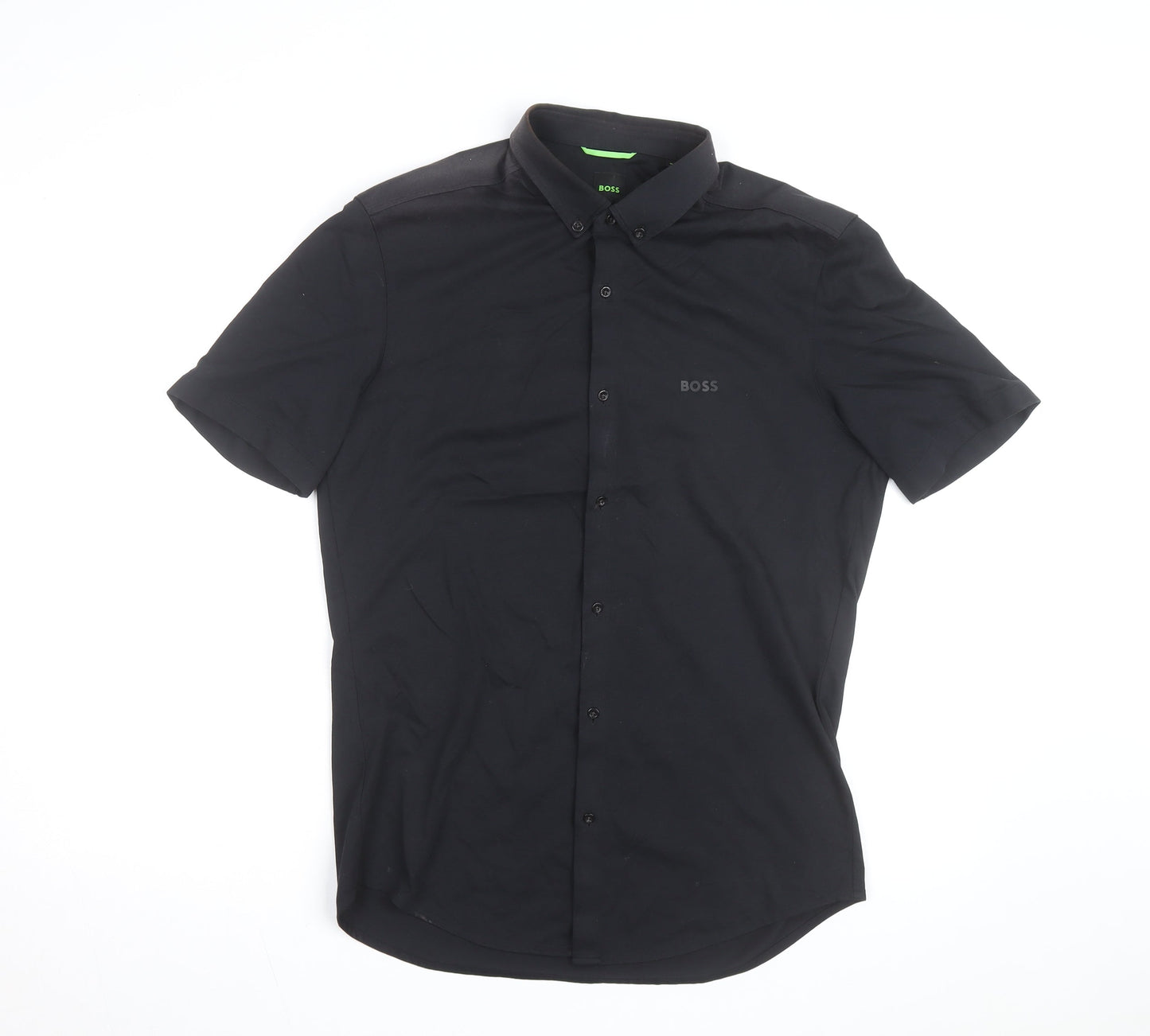 BOSS Mens Black Regular Fit Stretch Polo Shirt Size M