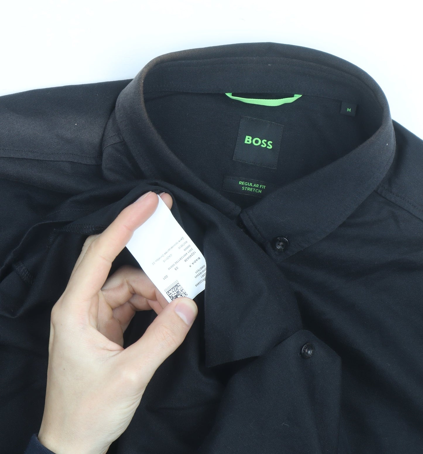 BOSS Mens Black Regular Fit Stretch Polo Shirt Size M
