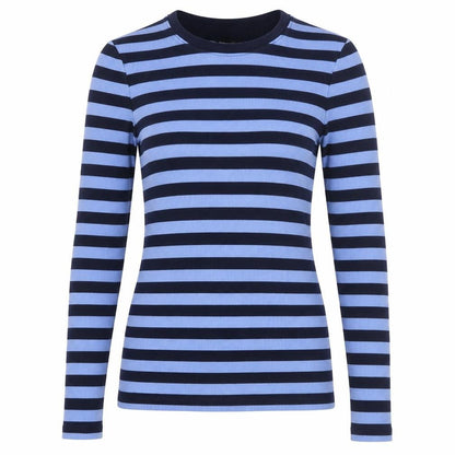 Marks & Spencer Women's Blue Striped Jumper Size 8 Long Sleeve Cotton