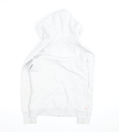 Superdry Womens Light Grey Full Zip Hoodie Size 10 Orange Label