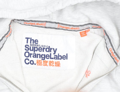 Superdry Womens Light Grey Full Zip Hoodie Size 10 Orange Label