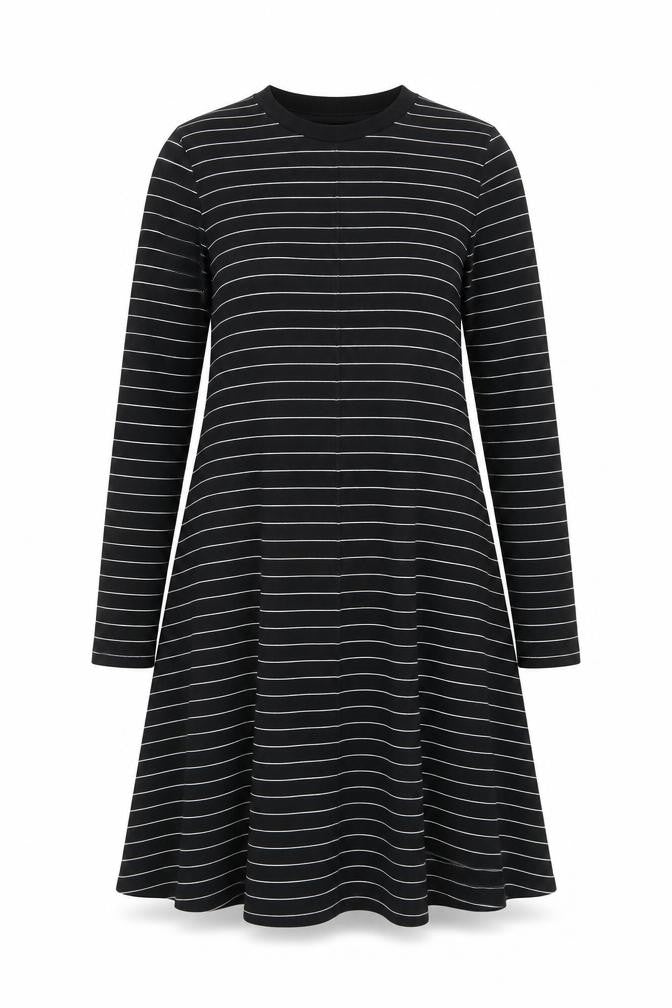 Marks & Spencer Women’s Black Striped Jersey A-Line Dress Size 12