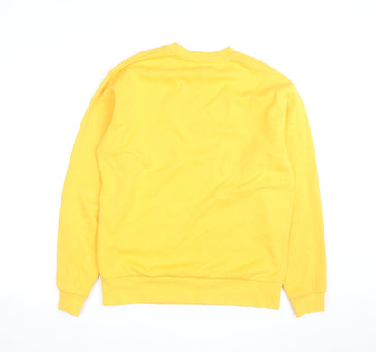 Zara Men's Yellow Cotton Crew Neck Pullover Sweatshirt M