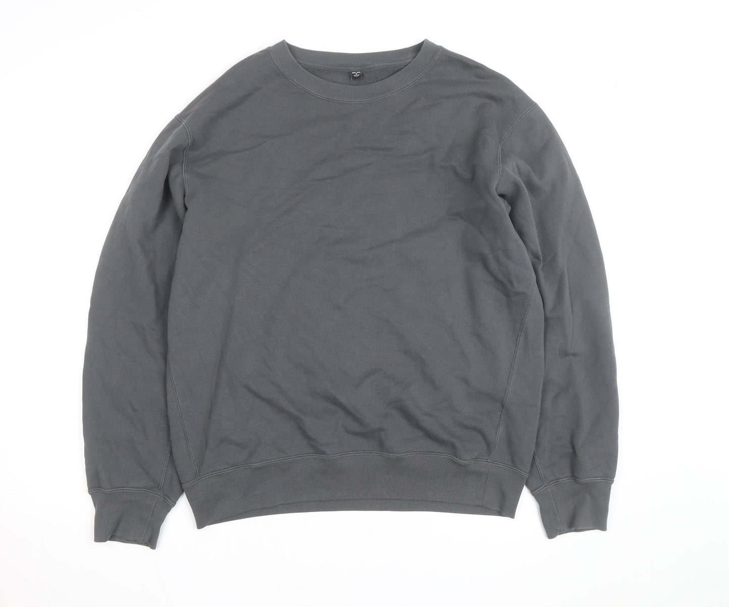 UNIQLO Men's Grey M Crew Neck Cotton Blend Sweatshirt