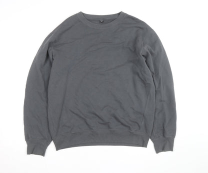 UNIQLO Men's Grey M Crew Neck Cotton Blend Sweatshirt