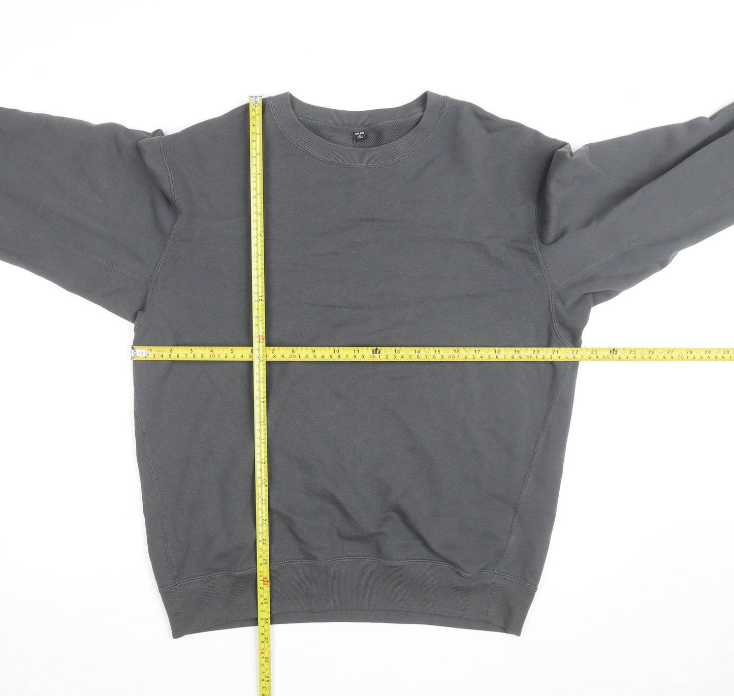 UNIQLO Men's Grey M Crew Neck Cotton Blend Sweatshirt