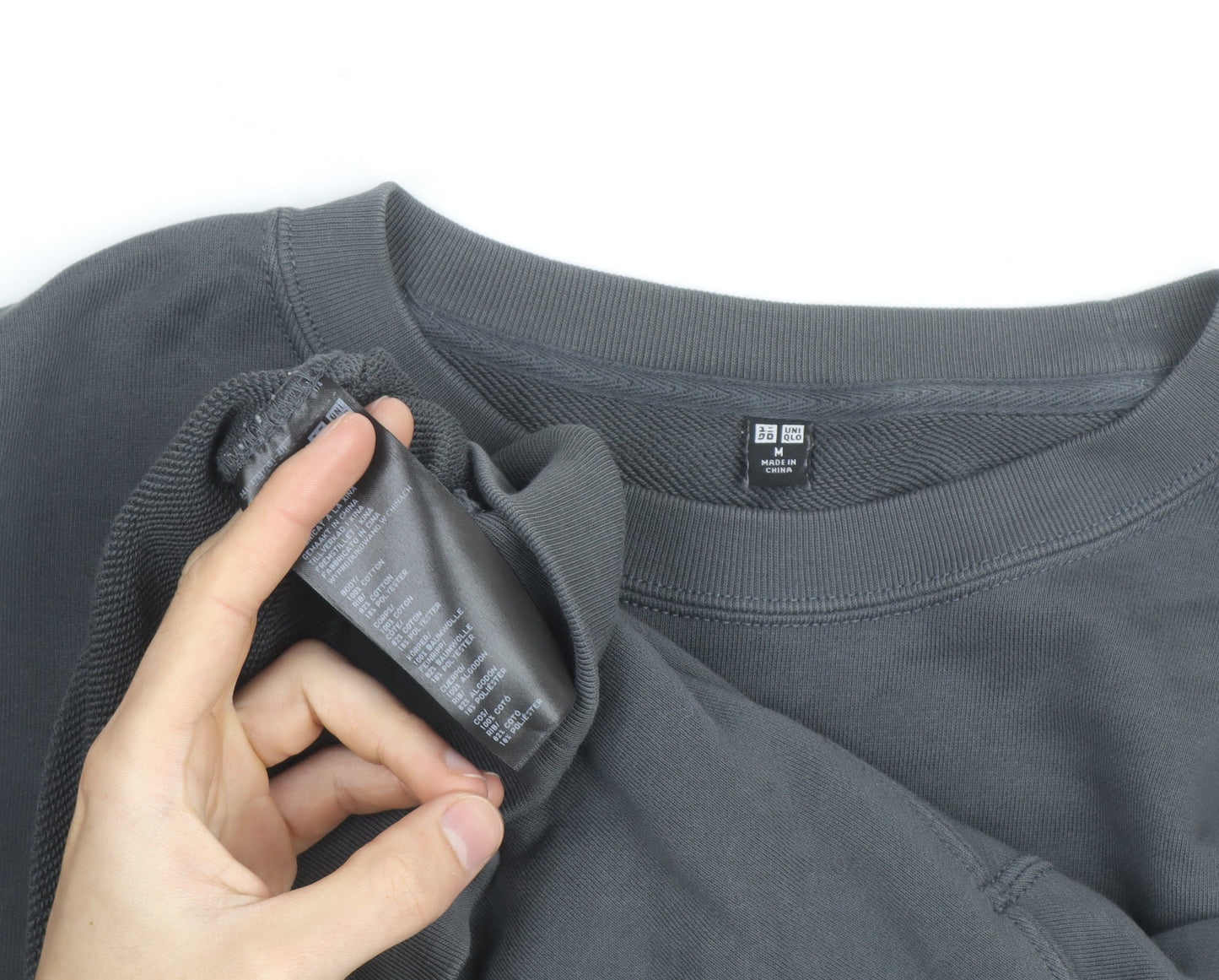 UNIQLO Men's Grey M Crew Neck Cotton Blend Sweatshirt