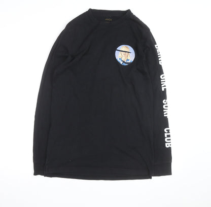 RVCA Men’s Black Long Sleeve Graphic Art Cotton T-Shirt Medium