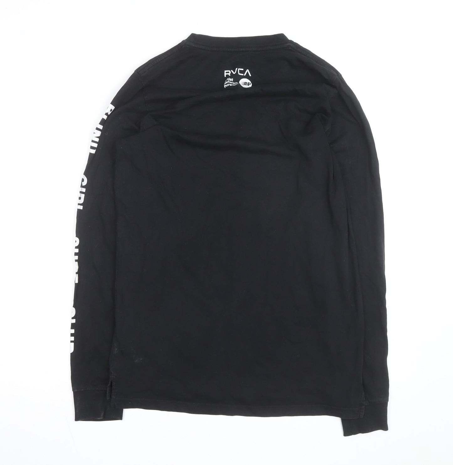 RVCA Men’s Black Long Sleeve Graphic Art Cotton T-Shirt Medium