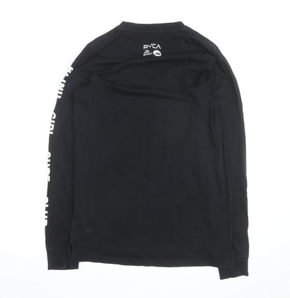 RVCA Men’s Black Long Sleeve Graphic Art Cotton T-Shirt Medium