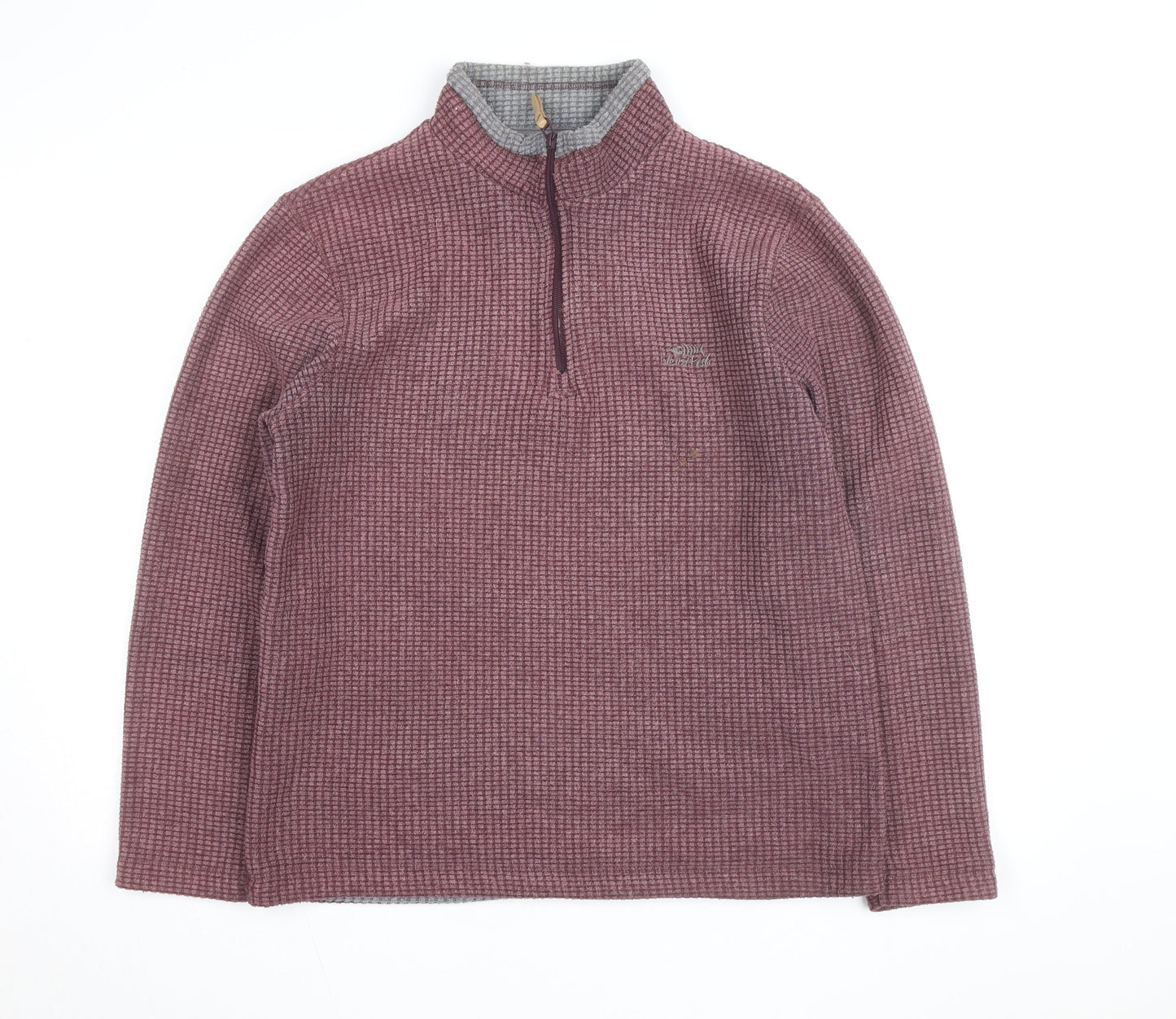 Weird Fish Men's Purple Waffle-Knit 1/4 Zip Jumper Size M