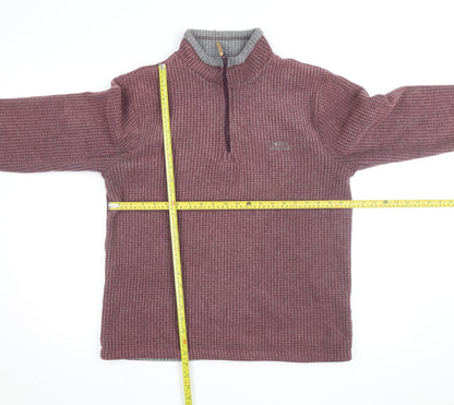 Weird Fish Men's Purple Waffle-Knit 1/4 Zip Jumper Size M