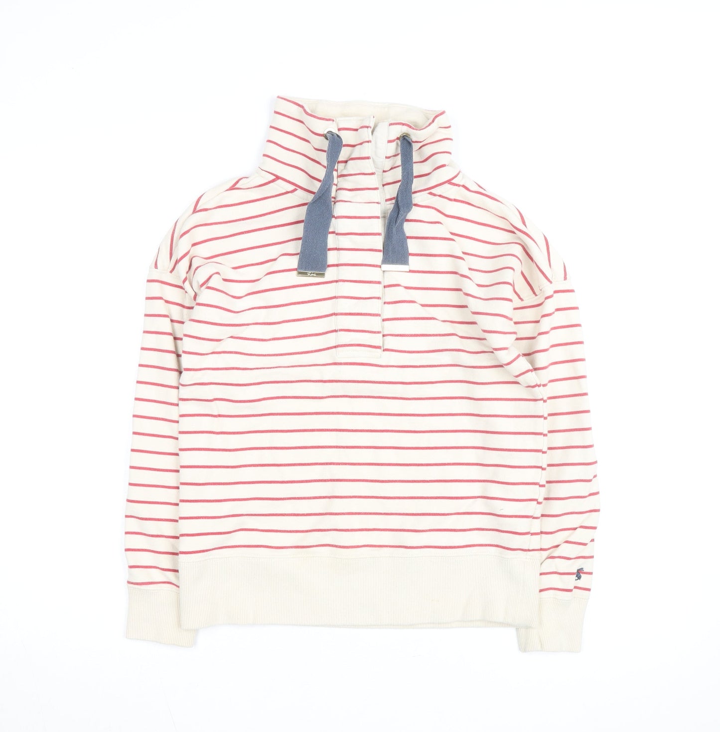 Joules Women White Red Stripe Pullover Sweatshirt Size 14