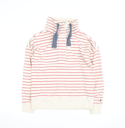 Joules Women White Red Stripe Pullover Sweatshirt Size 14