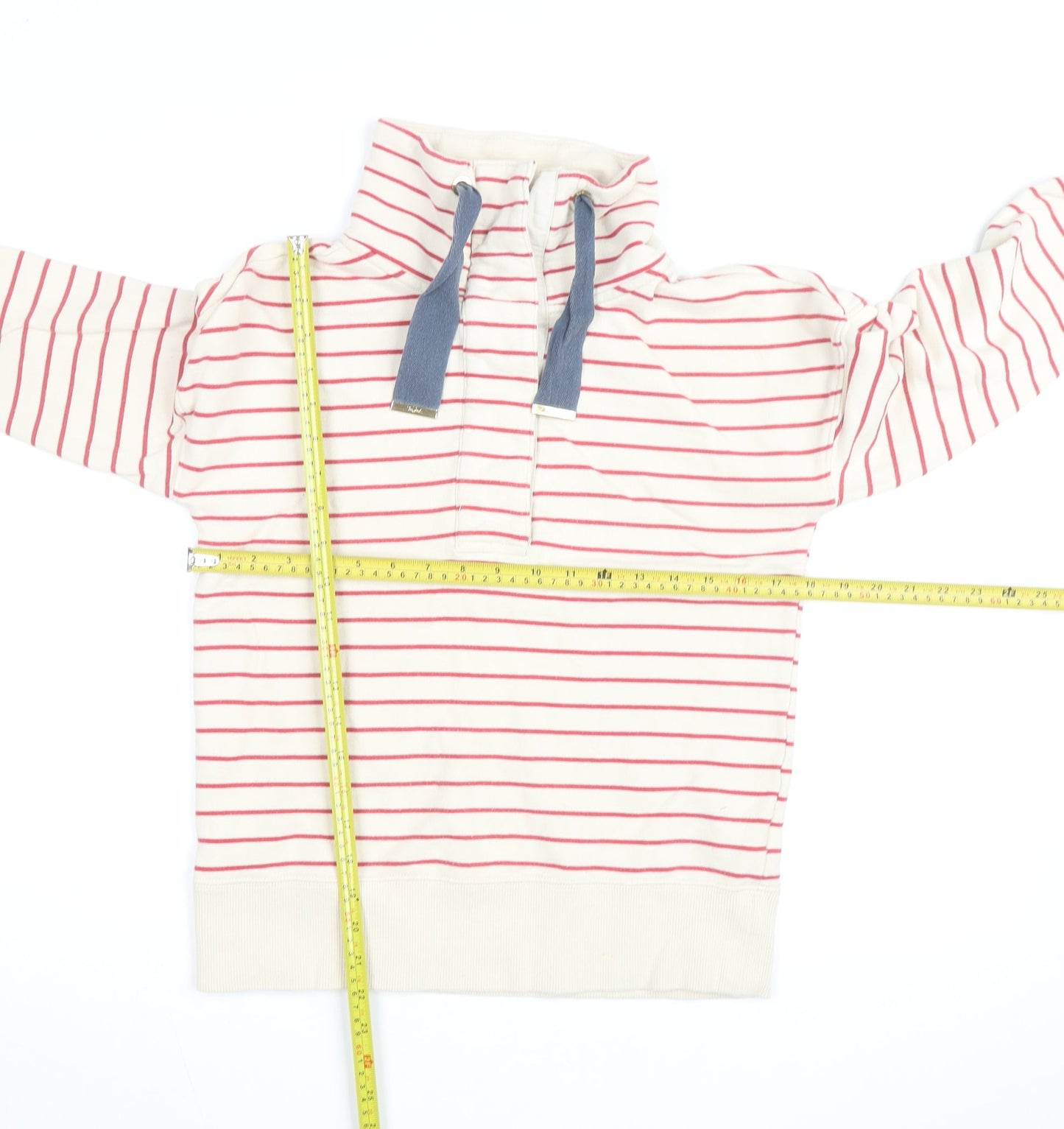Joules Women White Red Stripe Pullover Sweatshirt Size 14
