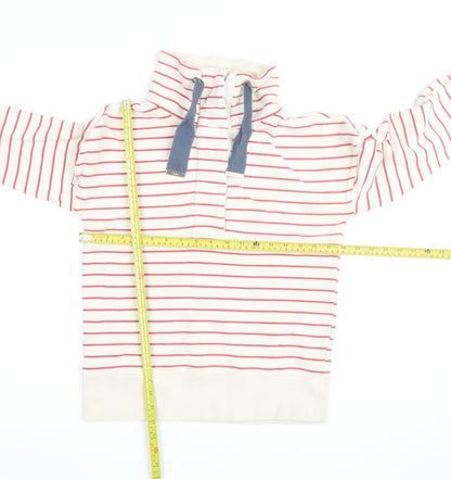 Joules Women White Red Stripe Pullover Sweatshirt Size 14