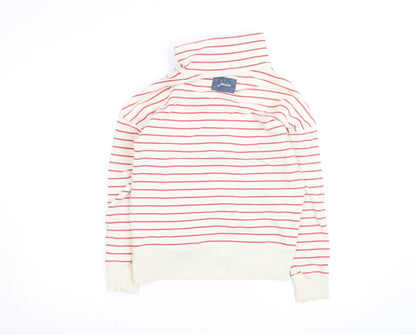 Joules Women White Red Stripe Pullover Sweatshirt Size 14