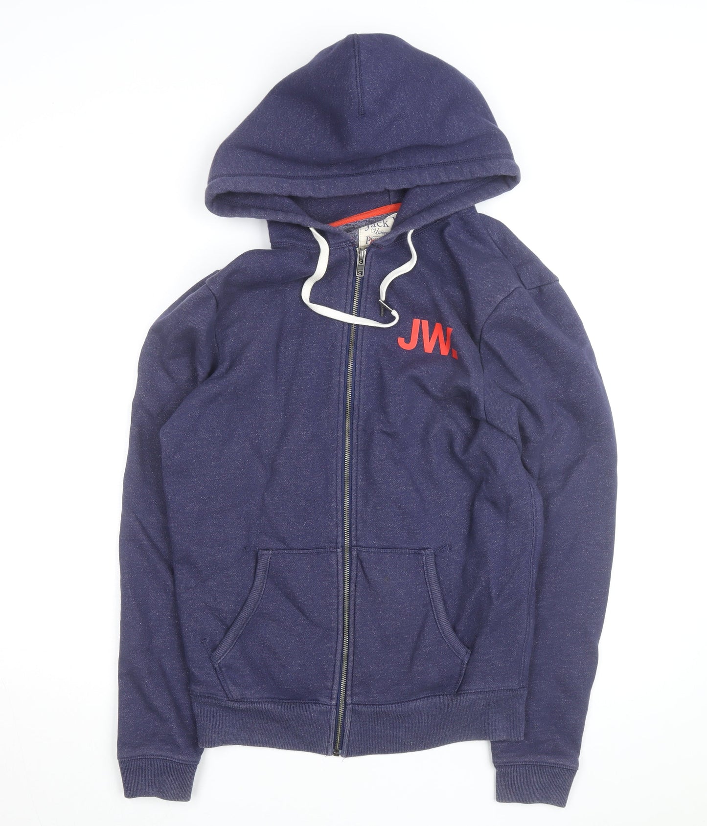 Jack Wills Men Blue Full Zip Hoodie M Logo Fleece Sweatshirt
