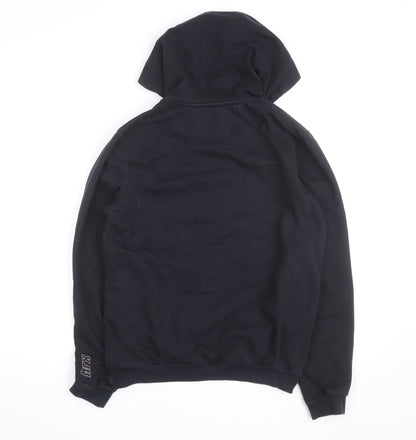 HRX Mens Black Medium Pullover Hoodie with Logo Print