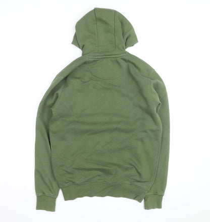 SIN DNM Men's Green Pullover Hoodie S Graphic Print Fleece