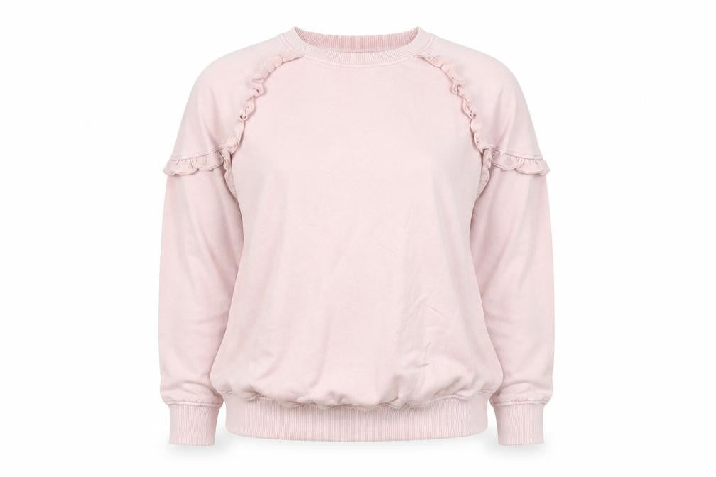 JD Williams Women's Pink Ruffle Crew Neck Pullover Sweatshirt Size 16
